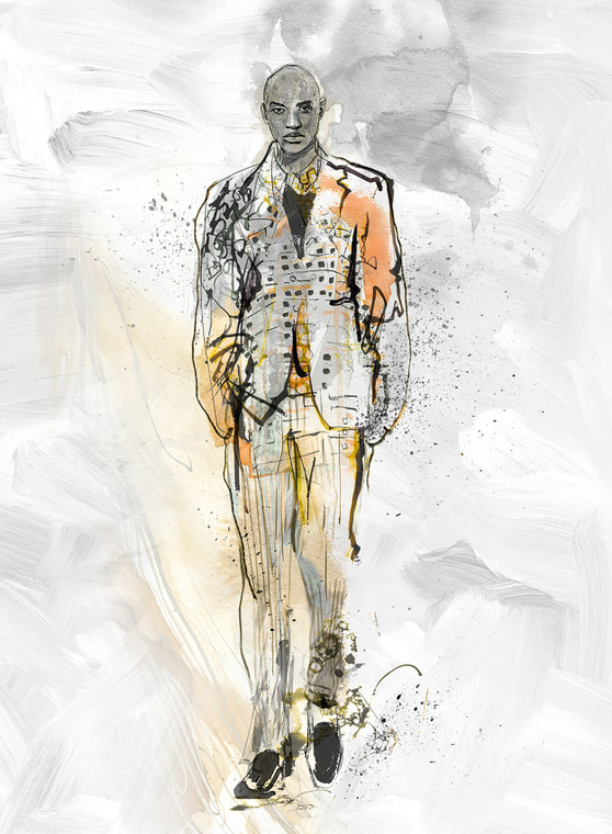 35899-Fashion Icon Fashion Icon Mural Grey Yellow Galerie Mural