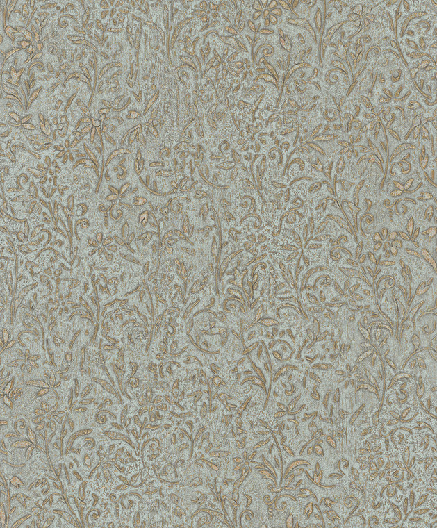 35532-Odyssey Floral Blue Gold Galerie Wallpaper