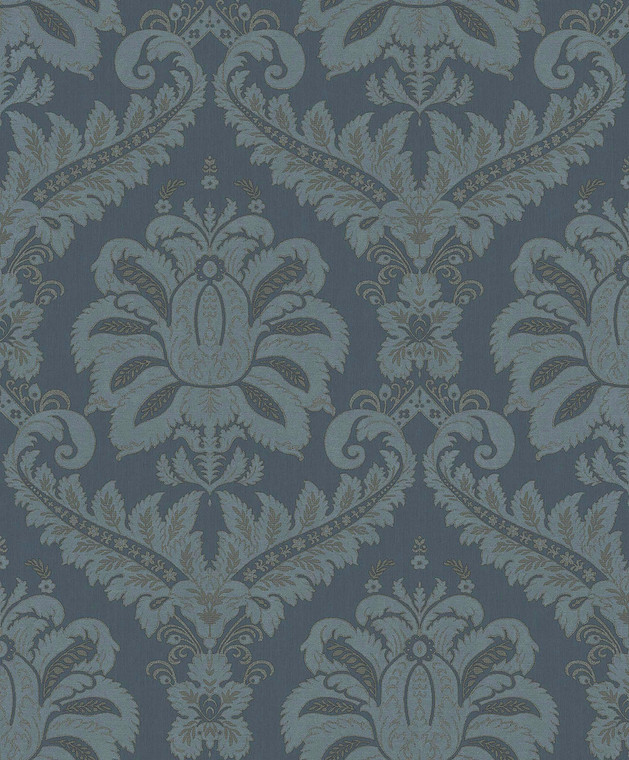 35926-Ornamenta Damask Blue Gold Galerie Wallpaper