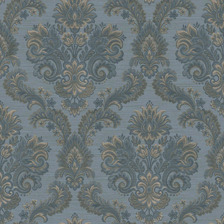 35946-Ornamenta Damask Blue Beige Galerie Wallpaper