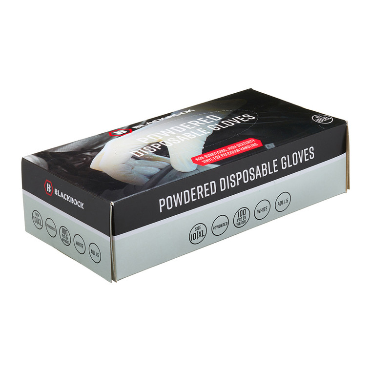 Blackrock - Powdered Disposable Vinyl Gloves - Box 100 - Size L