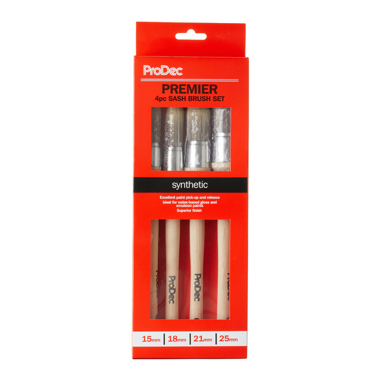 4 Piece ProDec Synthetic Pointed Sash Brushes