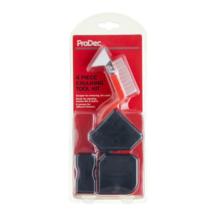 ProDec 4 Piece Caulking Silicone Tool Kit Nylon Brush Scraper Edging Tools PLDT010