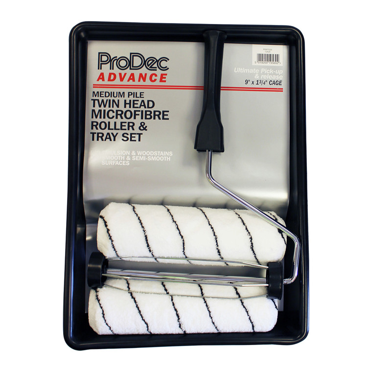 Rodo - 9" x 1.75" Twin Medium Pile Microfibre Roller Kit - Plastic Handle