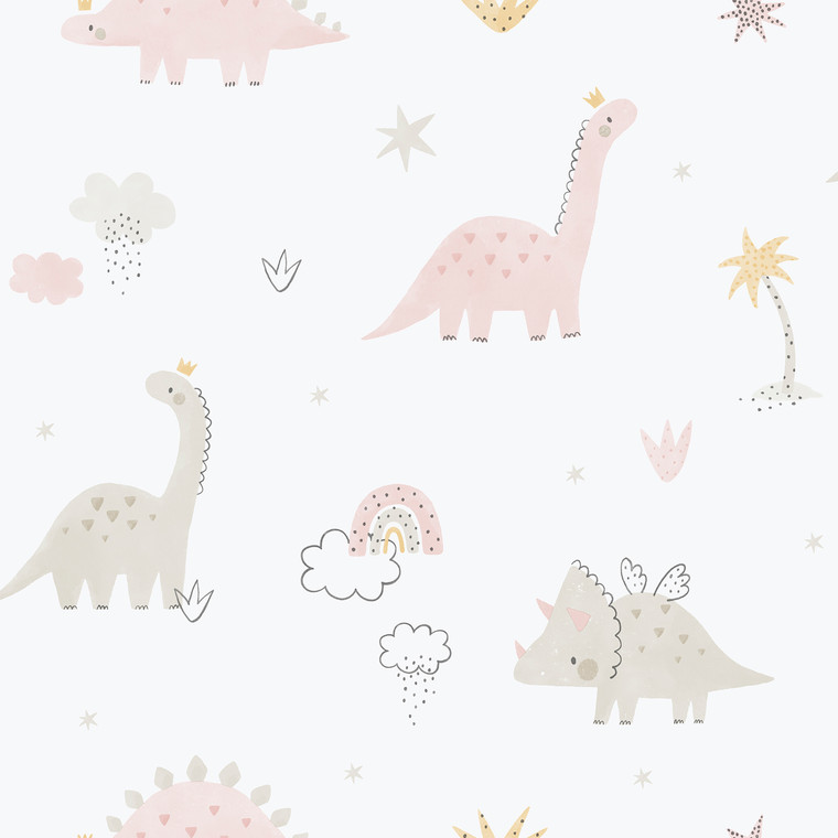 283-1 - Bambino Dino Pink Grey Galerie Wallpaper