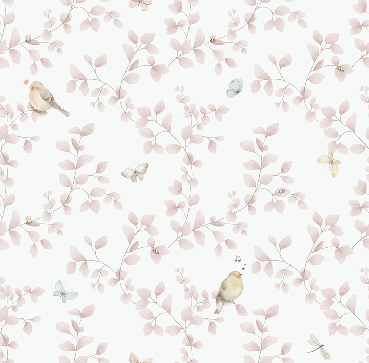 284-1 - Bambino Birdy Pink Galerie Wallpaper