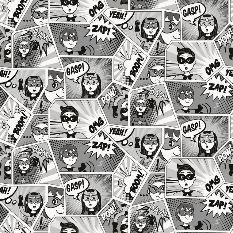 G78556 - Kids and Teens Comics Silver Grey Black Galerie Wallpaper