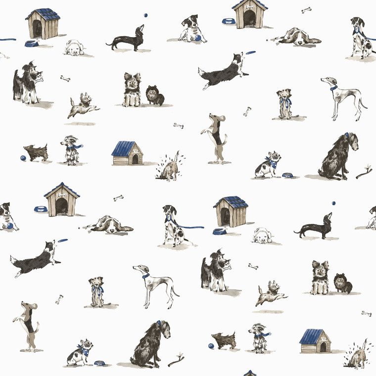 G78561 - Kids and Teens Doggies Beige Blue Galerie Wallpaper
