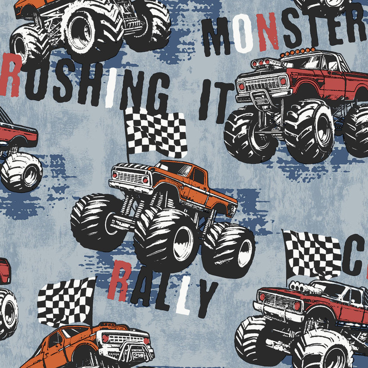 G78570 - Kids and Teens Monster Trucks Blue Orange Red Galerie Wallpaper