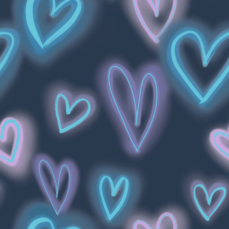 G78575 - Kids and Teens Neon Hearts Blue Pink Galerie Wallpaper