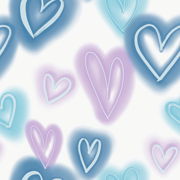 G78576 - Kids and Teens Neon Hearts Blue Pink Galerie Wallpaper