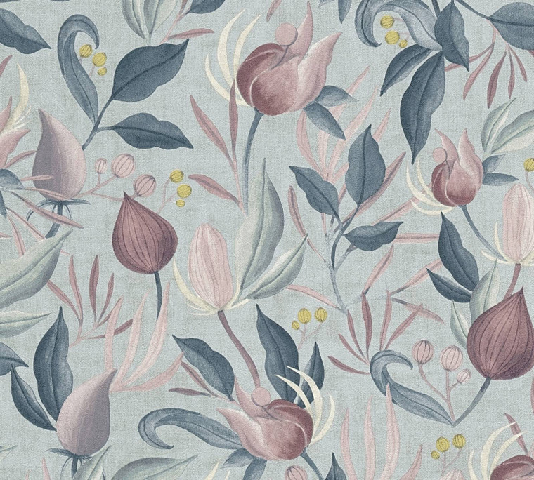CL65228 - Cosmo Living Still Bloom- Poetry Blue Pink Galerie Wallpaper