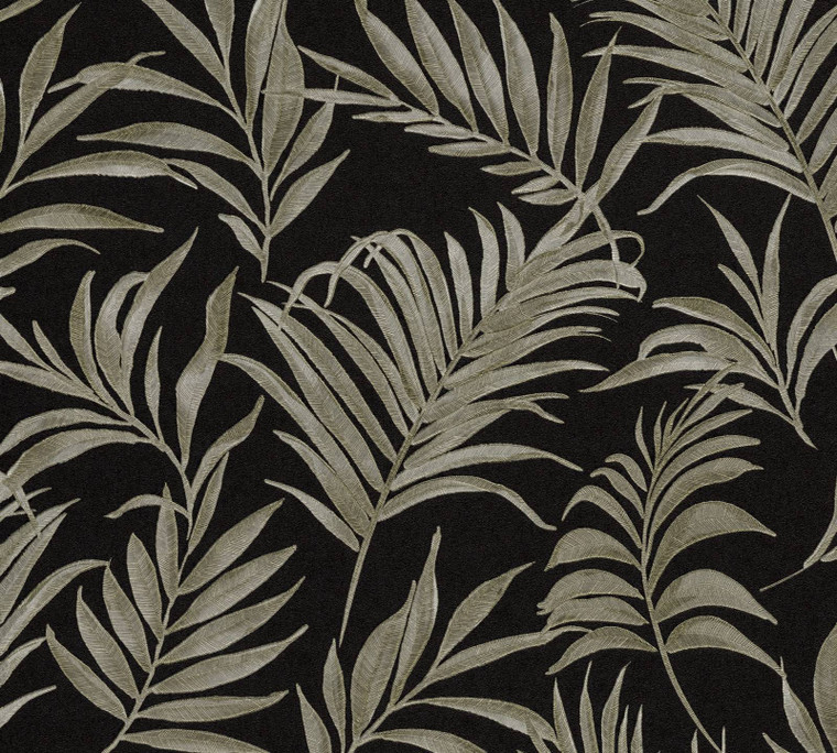 CL65283 - Cosmo Living Midnight Botanica -Mystery Black Gold Galerie Wallpaper