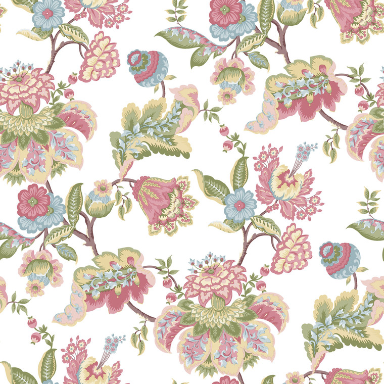 8301 - Blooming Garden Jacobin Garden Pink Blue Green Galerie Wallpaper