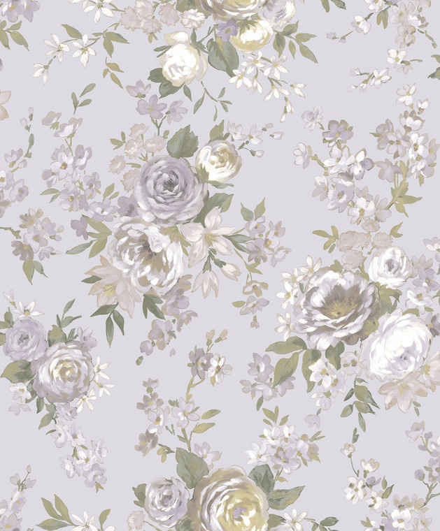 8310 - Blooming Garden Rose Victoria Garden Purple Lilac Beige Galerie Wallpaper
