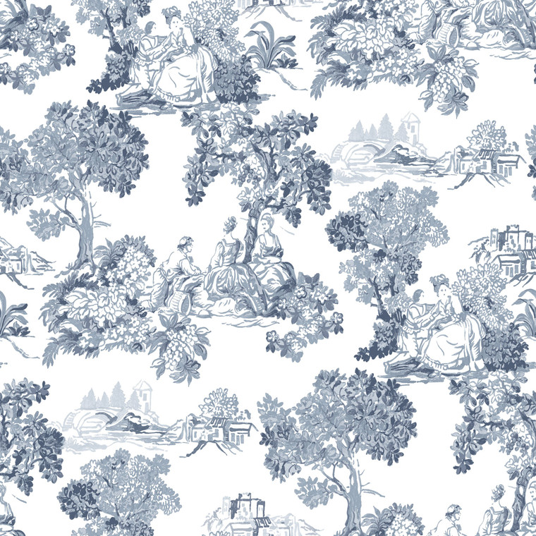 8342 - Blooming Garden Toile Garden Blue Galerie Wallpaper