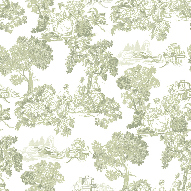 8344 - Blooming Garden Toile Garden Green Galerie Wallpaper