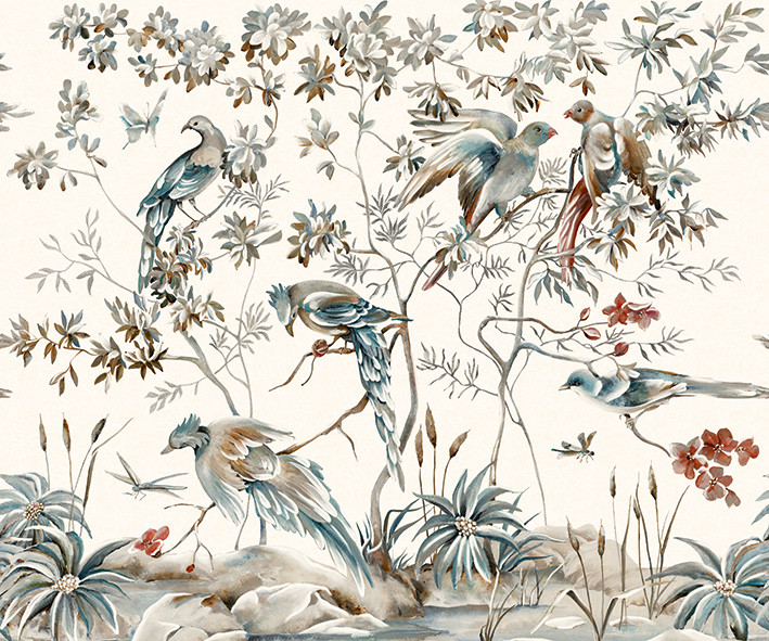 30191 - Bombay Design Floral Beige Blue Bronze Brown Galerie Wallpaper Mural