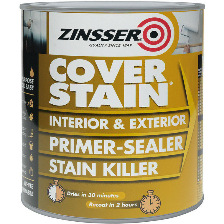 500ml Solvent Oil Based Zinsser Cover Stain Primer & Sealer White