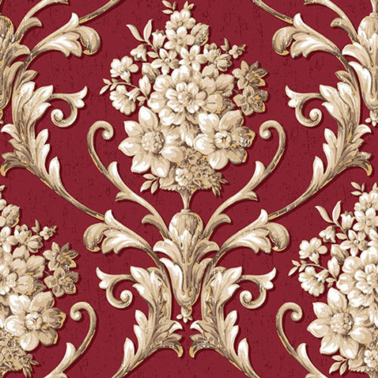 CS35622 - Classic Silks 3 Floral Beige Red Galerie Wallpaper