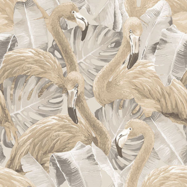 G56404 - Global Fusion Beige Grey Flamingos Galerie Wallpaper