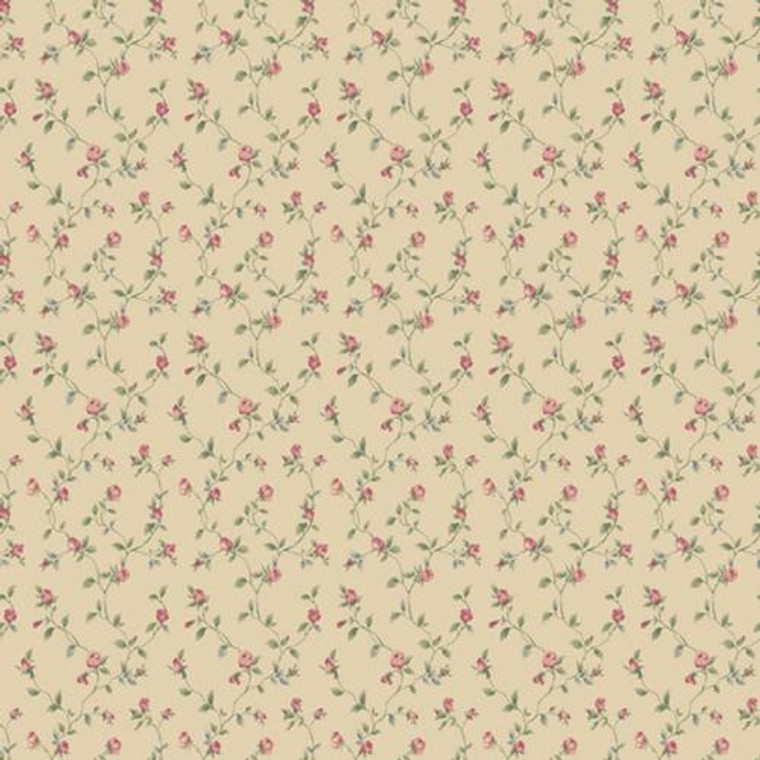 G67934 - Miniatures2 Trellis Vines Red Green Beige Galerie Wallpaper