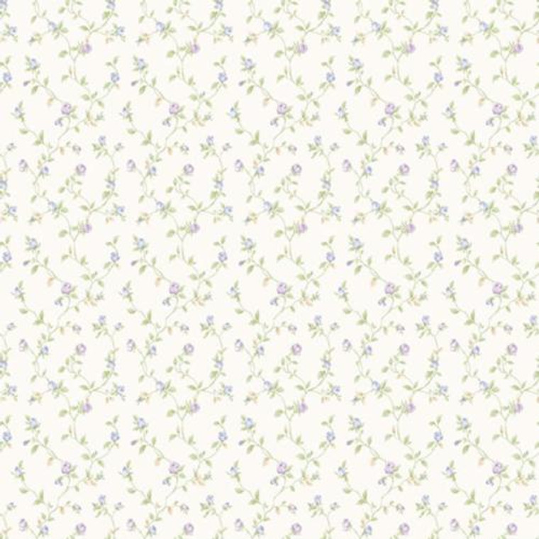 G67935 - Miniatures2 Trellis Vines Blue Lilac Green Galerie Wallpaper