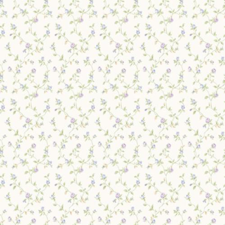 G67935 - Miniatures2 Trellis Vines Blue Lilac Green Galerie Wallpaper