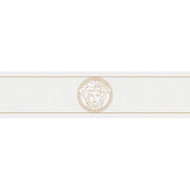 935223 - Versace Greek Medusa Motif White AS Creation Wallpaper Border