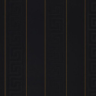 935244 - Versace Greek Key Striped Black Gold AS Creation Wallpaper