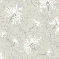 1601-101-05  - Rosemore Daisy Floral Trails Grey White Coral 1838 Wallpaper