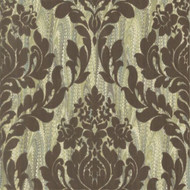 1602-101-05  - Avington Soft Flock Damask Brown Lime 1838 Wallpaper
