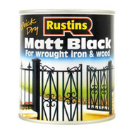 Rustins Quick Drying Water based Matt Black Interior & Exterior Paint - 500ml