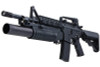 E&C M4 RIS Airsoft AEG Rifle with M203 Grenade Launcher EC707 (QD 1.5 Gearbox, Blank Marking) - Black