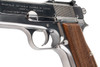 Marushin Browning Hi-Power Military Model Gun - Silver with Wood Grip