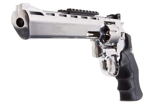 WinGun Airsoft Revolver CO2 703 (8 inch, Black Grip, 6mm Version) - Silver