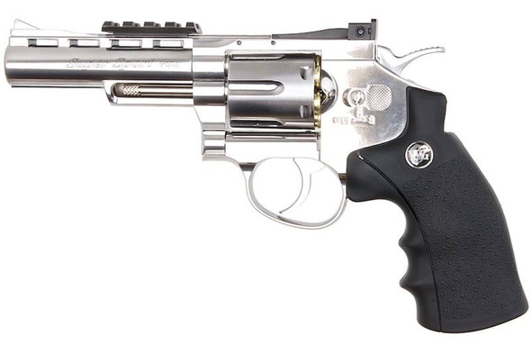 WinGun Airsoft Revolver CO2 701 (4 inch, Black Grip, 6mm Version) - Silver