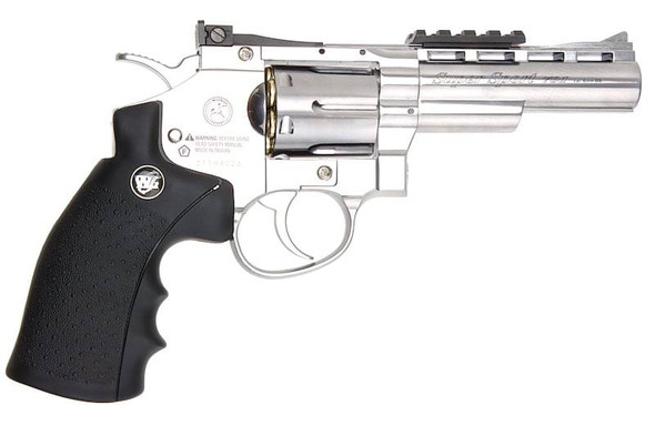 WinGun Airsoft Revolver CO2 701 (4 inch, Black Grip, 6mm Version) - Silver