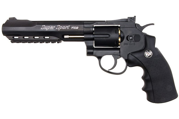 WinGun Airsoft Revolver CO2 702 (6 inch, Black Grip, 6mm Version) - Black