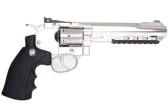 WinGun Airsoft Revolver CO2 702 (6 inch, Black Grip, 6mm Version) - Silver