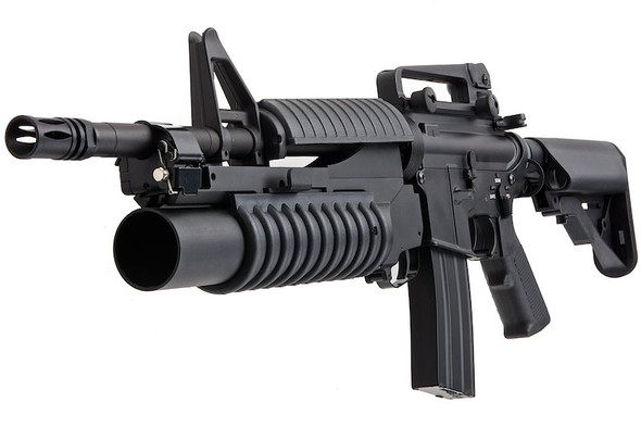 E&C Airsoft M4 AEG Rifle with M203 Grenade Launcher EC701 (QD 1.5 Gearbox, Blank Marking) - Black