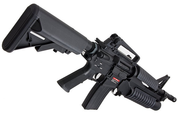 E&C Airsoft M4 AEG Rifle with M203 Grenade Launcher EC701 (QD 1.5 Gearbox, Blank Marking) - Black