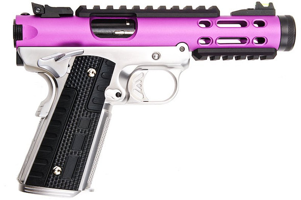 WE 1911 Galaxy Green Gas Airsoft Pistol - Purple Slide with Silver Frame
