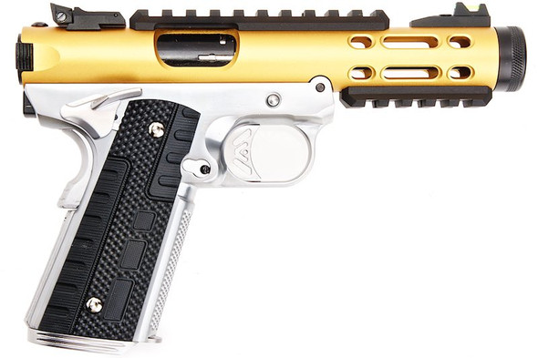 WE 1911 Galaxy Green Gas Airsoft Pistol - Gold Slide with Silver Frame