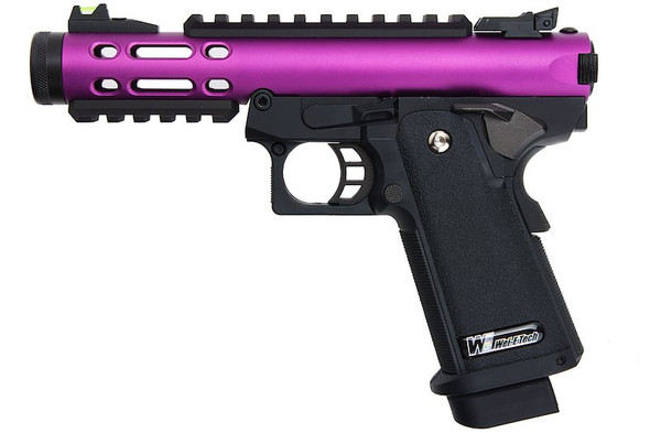 WE-Tech Hi-Capa 5.1 Galaxy Type A Green Gas Airsoft Pistol - Purple Slide R Frame