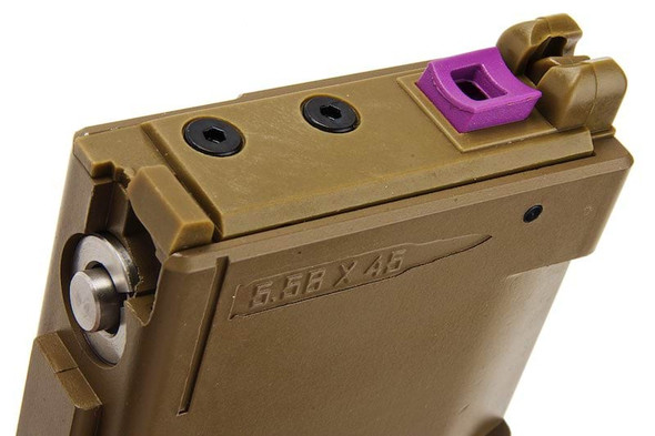 Army x T8 Tokyo Marui MWS Magazine (P30) with Window (35 rounds Airsoft Green Gas Magazine) - FDE