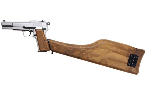WE New Browning Hi Power MK1 w/ Stock GBB Airsoft Pistol - Silver