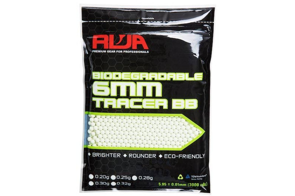 RWA 6mm Airsoft Tracer BBs (PLA BIO Tracer, 0.20g, 3000 rounds/bag)