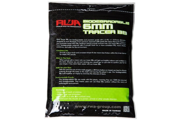 RWA 6mm Airsoft Tracer BBs (PLA BIO Tracer, 0.30g, 3000 rounds/bag)