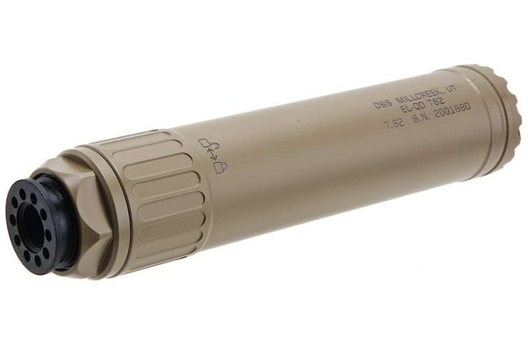 Crusader OSS Style EL-QD 762 SDMR Airsoft Suppressor (M110A1 SDMR Style) w/ 14mm CCW Flash Hider (Tan)
